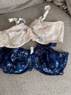 Adore Me Lace Underwire Bra Set in Blush and Navy